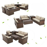 Outdoor 7-Seater Wicker Sectional Sofa Set