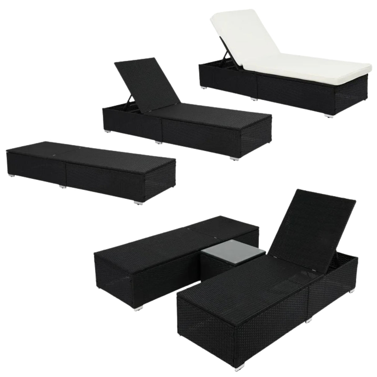 Outdoor Wicker Lounge Chairs Set of 2 With Side Table