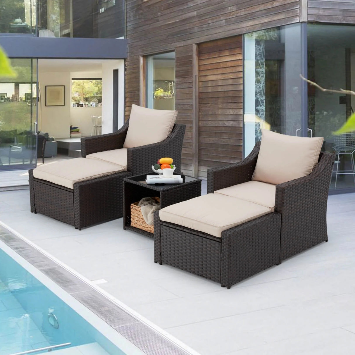 Outdoor Wicker 5-Piece Patio Sofa Set