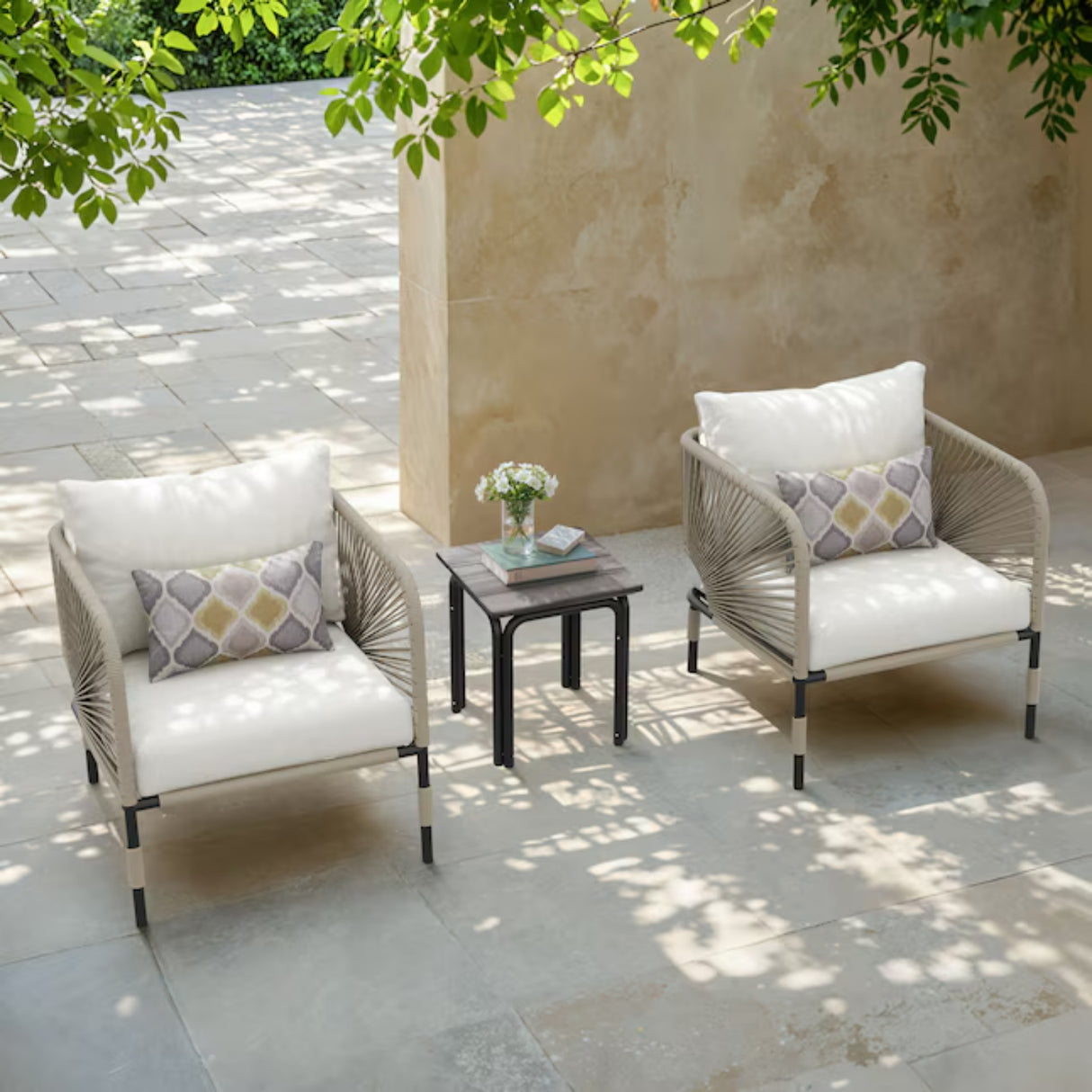 3 Piece Garden Outdoor Rope Patio Set