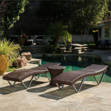 Outdoor Rattan Wicker Lounge Chairs Set of 2 with Matching Side Table