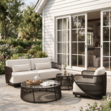 Outdoor Rope 4 Seater Sofa Set With Glass Top Tables