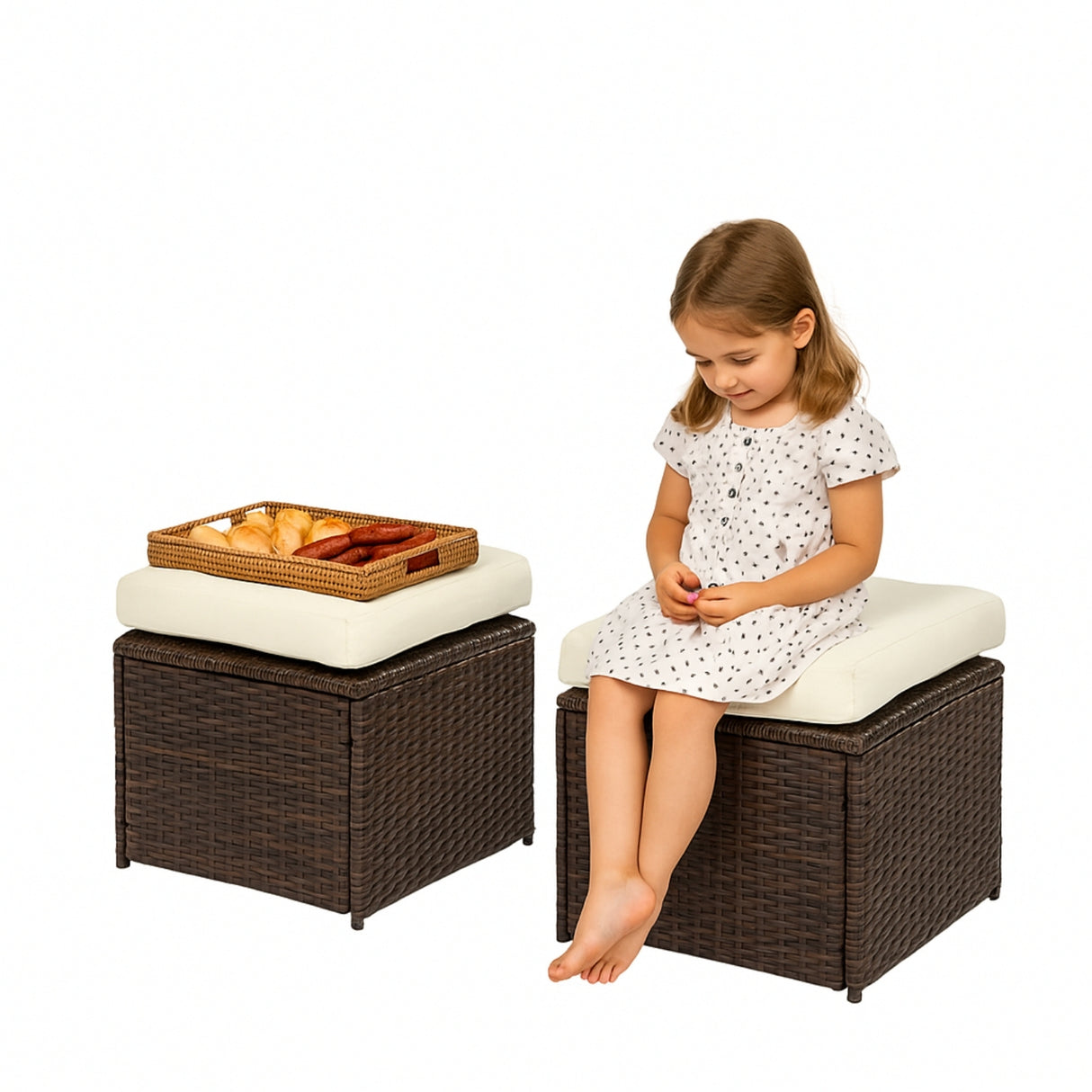 6-Pieces L-Shape Patio Rattan Dining Set
