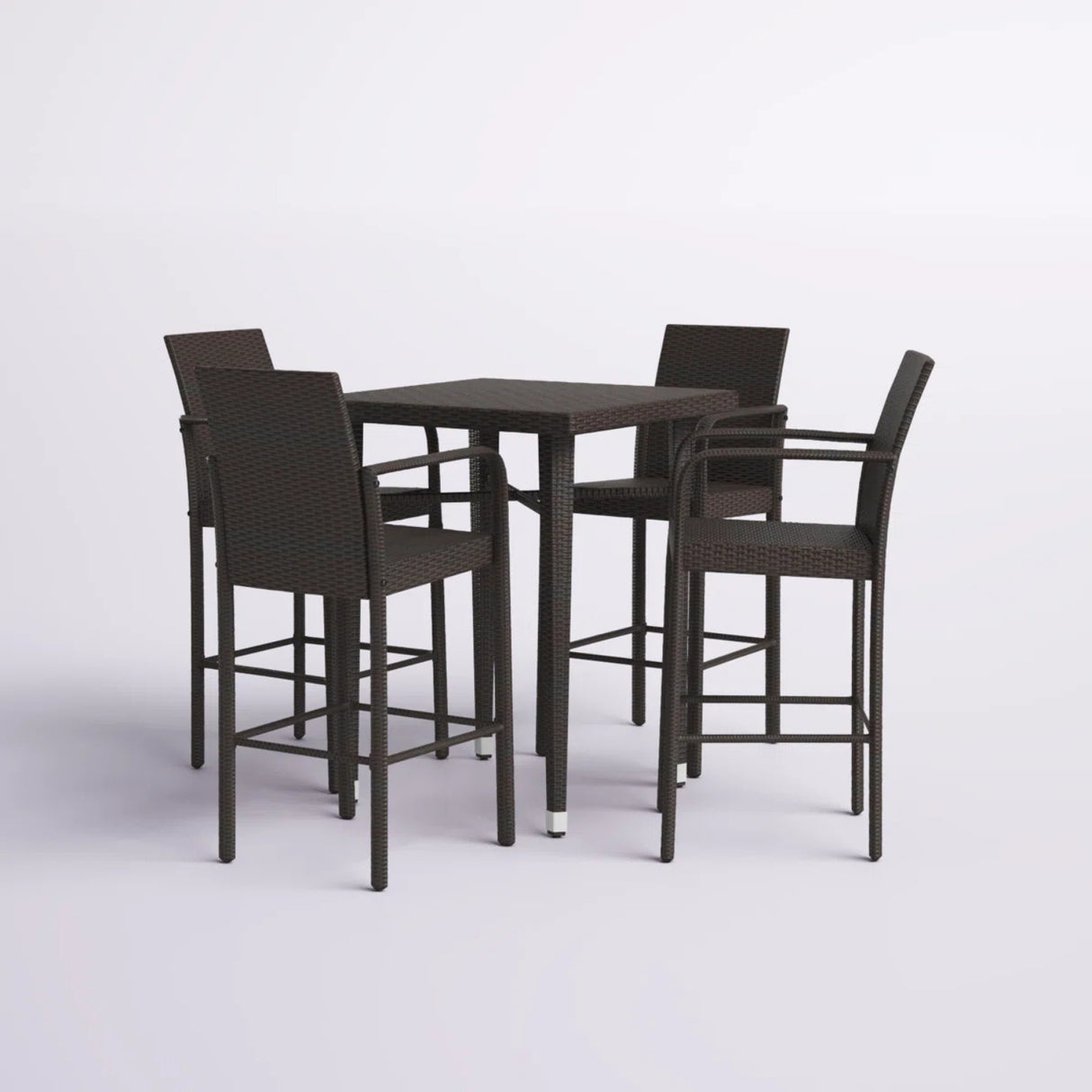 5-Piece Outdoor Rattan Wicker Bar Set with Wicker Top Table