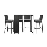 5-Piece Outdoor Rattan Wicker Bar Set with Glass Top Table