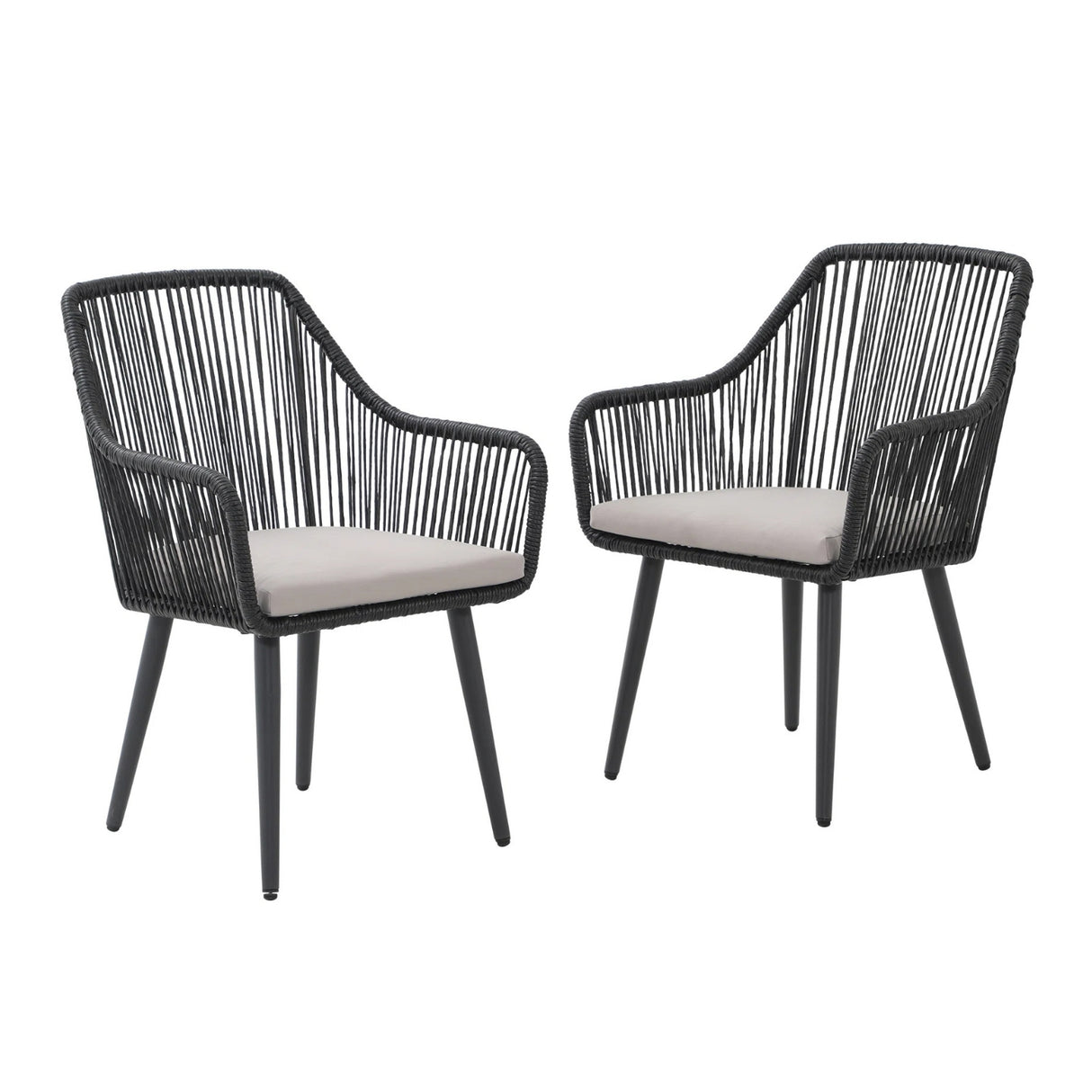 2-Piece Outdoor Rope Patio Dining Chairs