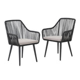 2-Piece Outdoor Rope Patio Dining Chairs