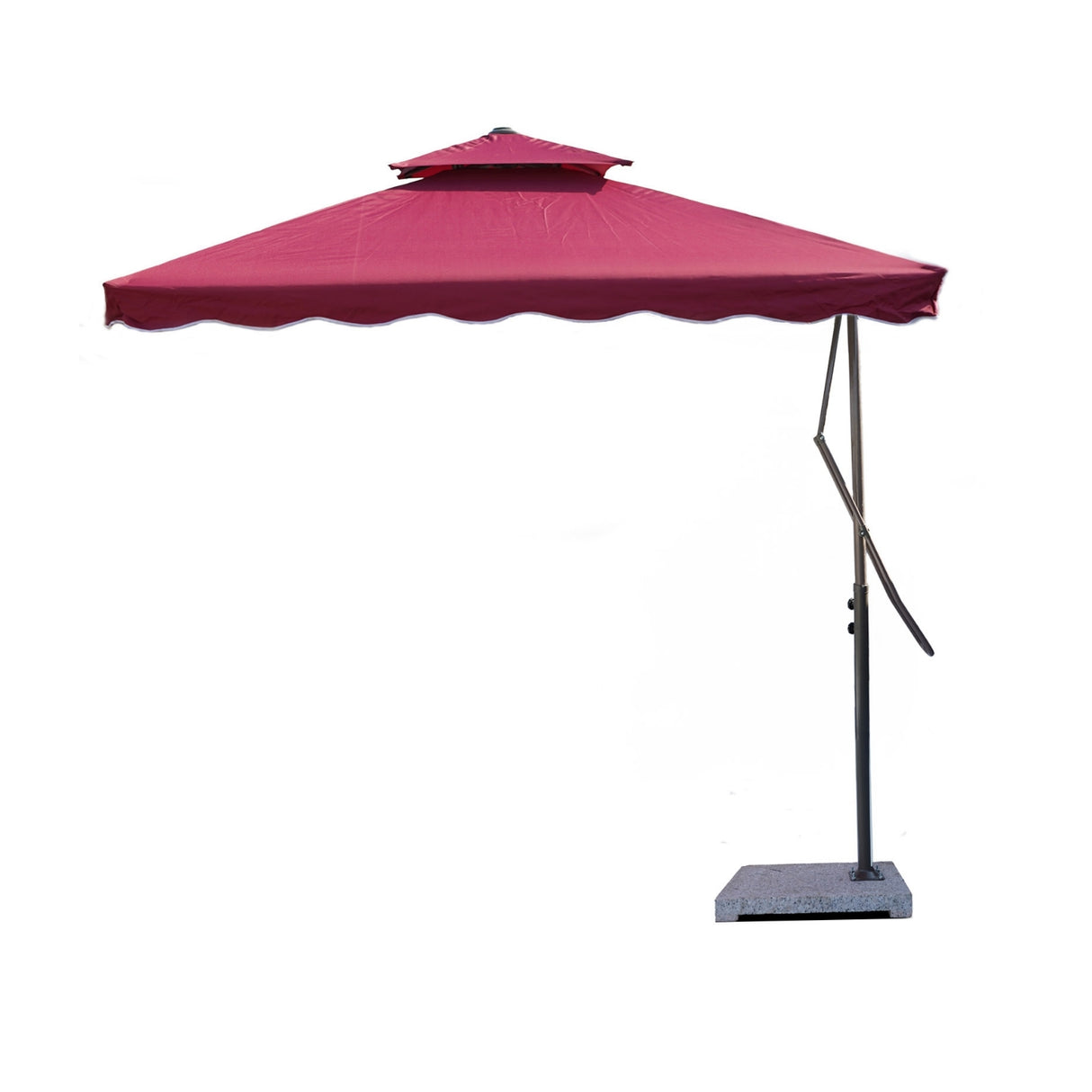 10ft Side Pole Square Shape Outdoor Umbrella With Marble Base (Red)