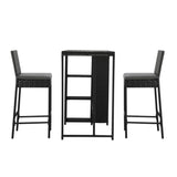 3-Piece Outdoor Rattan Wicker Bar Set with Glass Top Table