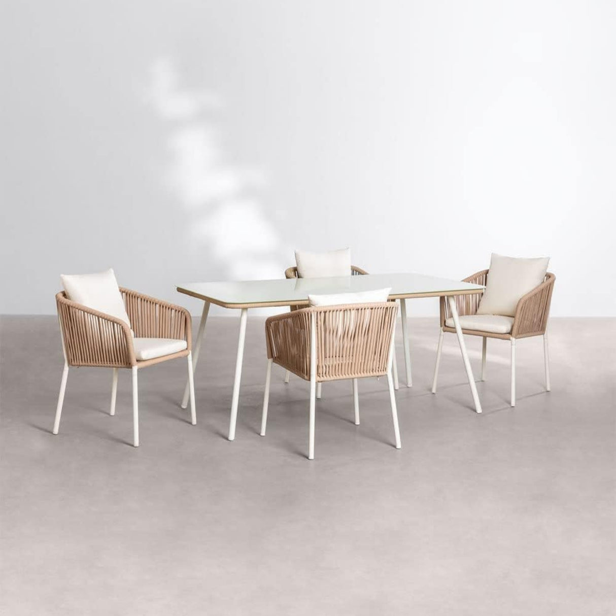 5-Piece Outdoor Patio Dining Set With Rattan Chairs & Glass-Top Table