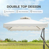 10ft Side Pole Square Shape Outdoor Umbrella With Marble Base (White)