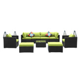 6-Piece Outdoor Conversation Set (Black/Green)