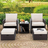 5 Piece Outdoor Patio Wicker Furniture Set