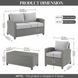 4 Pieces Patio Furniture Set, Outdoor Sectional Sofa