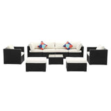 6-Piece Outdoor Conversation Set (Black/Off-White)