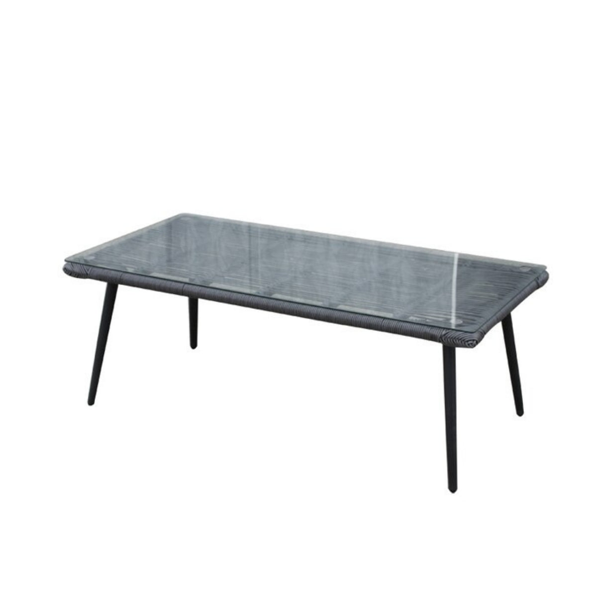 Outdoor Grey Rope 7-Seater Sofa Set With Glass Top Table