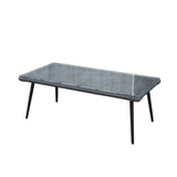 Outdoor Grey Rope 7-Seater Sofa Set With Glass Top Table