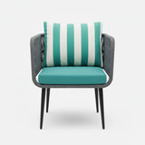 Outdoor 4-Seater Rope Conversation Set(Grey & Sky-blue)