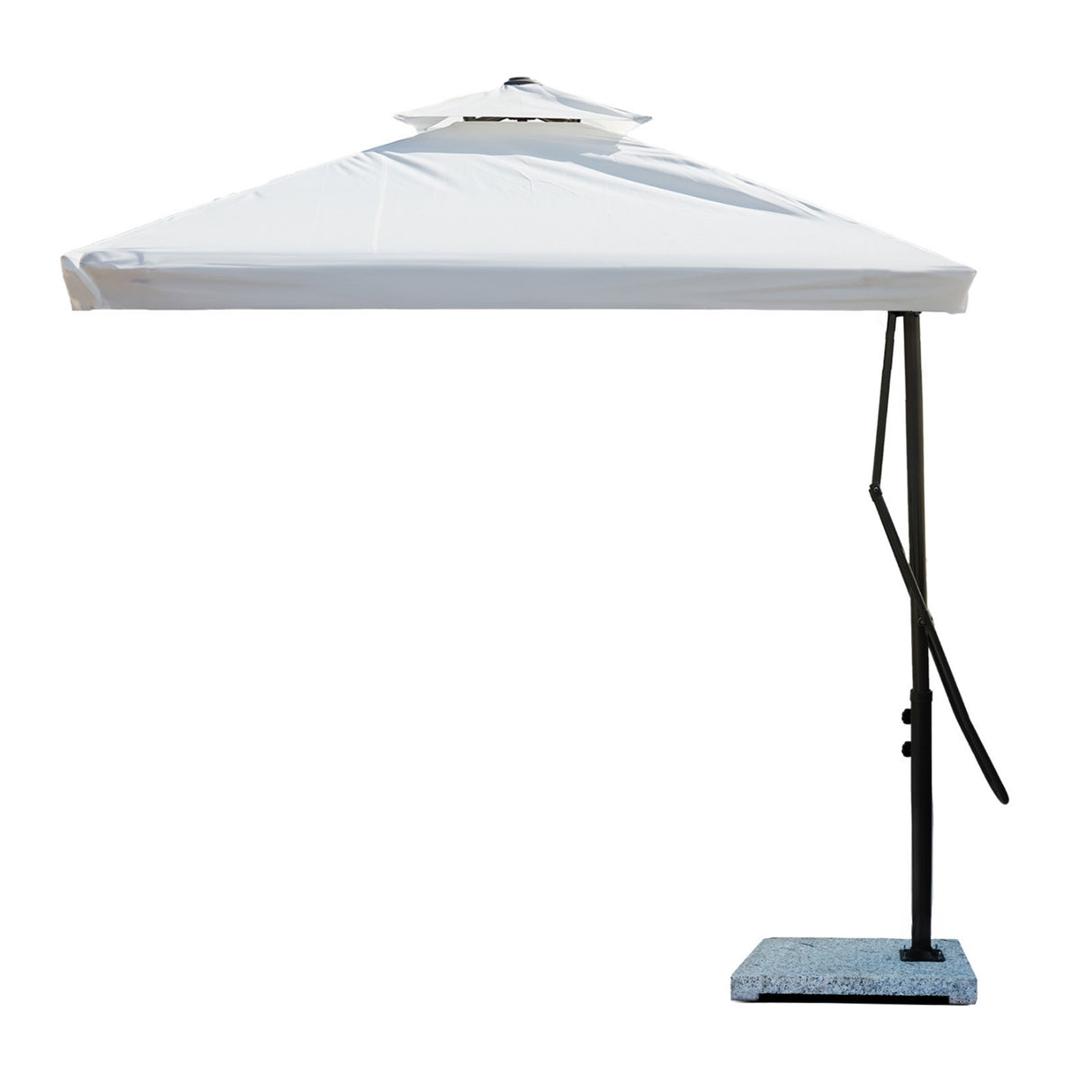 10ft Side Pole Square Shape Outdoor Umbrella With Marble Base (White)