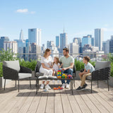 Outdoor Rope Sofa Set With Glass Top Table