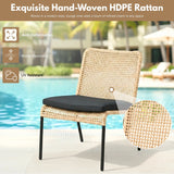 Outdoor Wicker 3-Piece Patio Furniture Set with Wooden Top Table