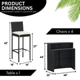 5-Piece Outdoor Rattan Wicker Bar Set with Wicker Top Table