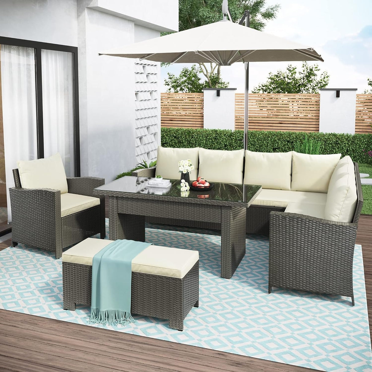 5-Piece Outdoor Patio Furniture Set with Dining Table and Chairs