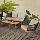 Outdoor Rope 4-Piece Sofa Set With Wooden Top Table