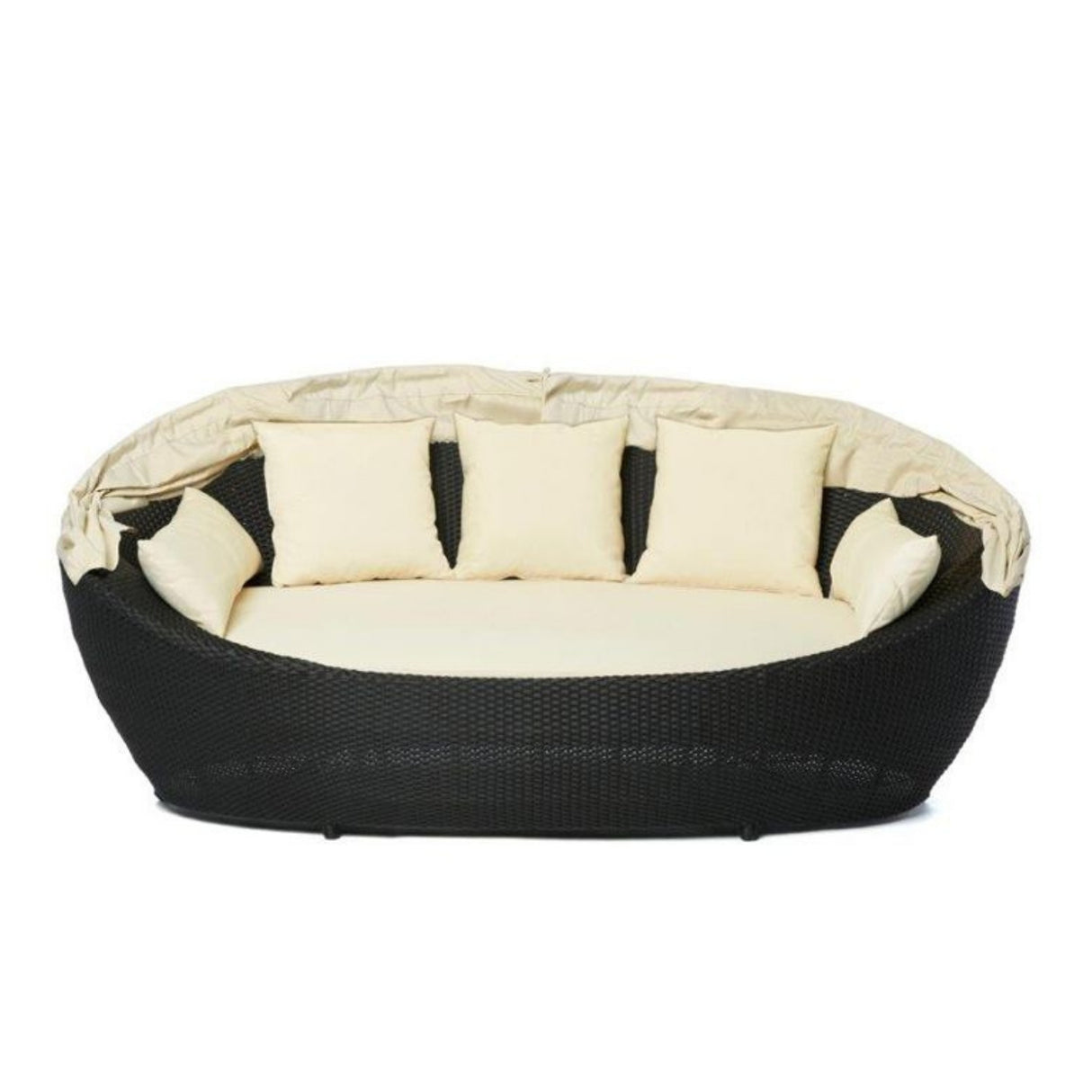 Outdoor All-Weather Wicker Patio Daybed with Retractable Canopy