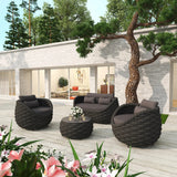 4 Piece Outdoor Rope Sofa Set (Black)