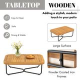 Outdoor 6-Piece Rope Woven Conversation Sofa Set with Wooden Top Table
