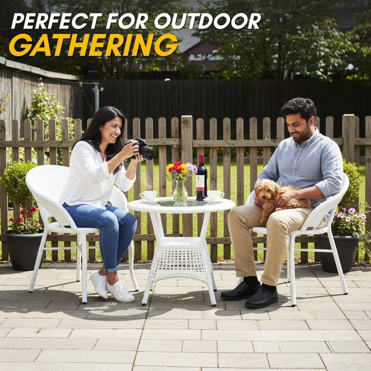 3-Piece Outdoor Rattan Wicker Patio Bistro Set