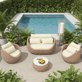 4 Piece Outdoor Rope Sofa Set (Beige & Cream)