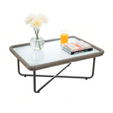 4-Piece Rope Sofa Set With Glass Top Table