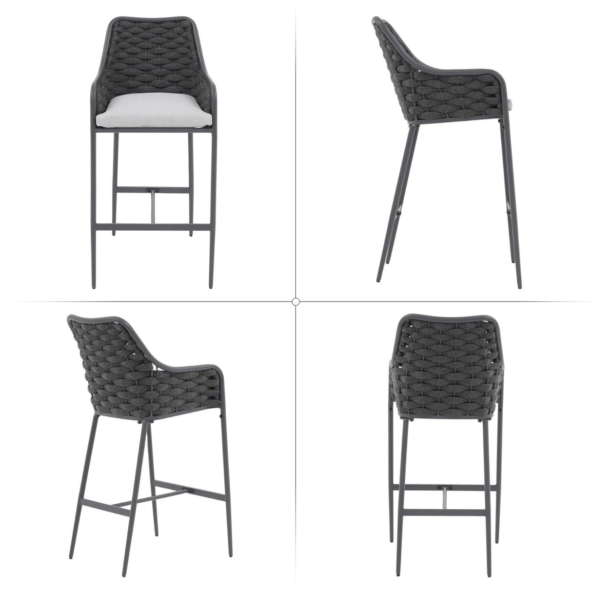 2-Piece Outdoor Rope Bar Chairs – Stylish Comfort Built to Last