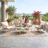 Outdoor 5 Seater Rope Conversation Sofa Set (Beige & Cream)
