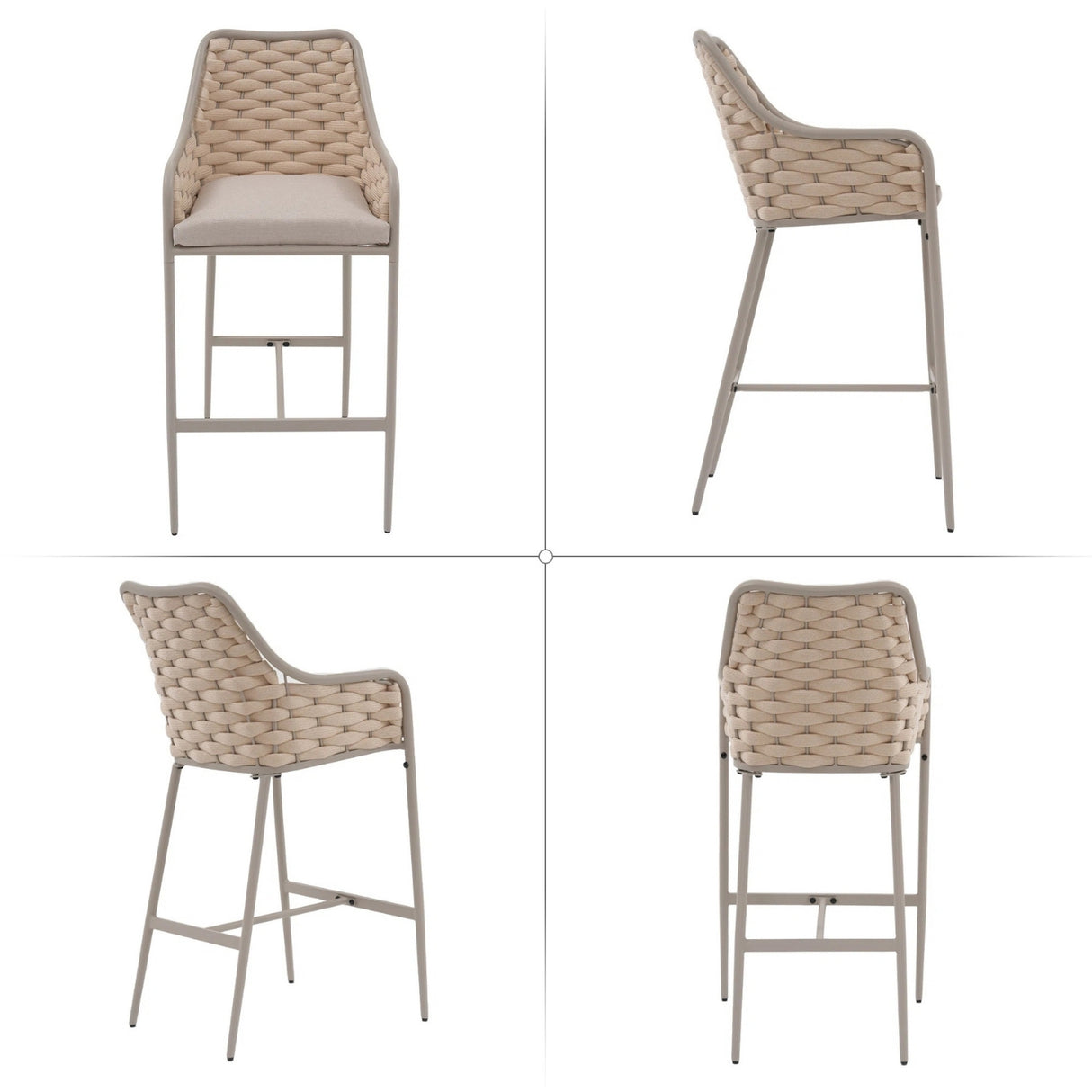 2-Piece Outdoor Rope Bar Chairs – Stylish Comfort Built to Last