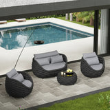 4 Piece Outdoor Rope Sofa Set (Grey & Dark Grey)