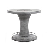 7-Piece Outdoor Rattan Wicker Bar Set with Round Glass Top Table