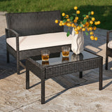 4 Pieces Patio Furniture Set, Outdoor Sectional Sofa