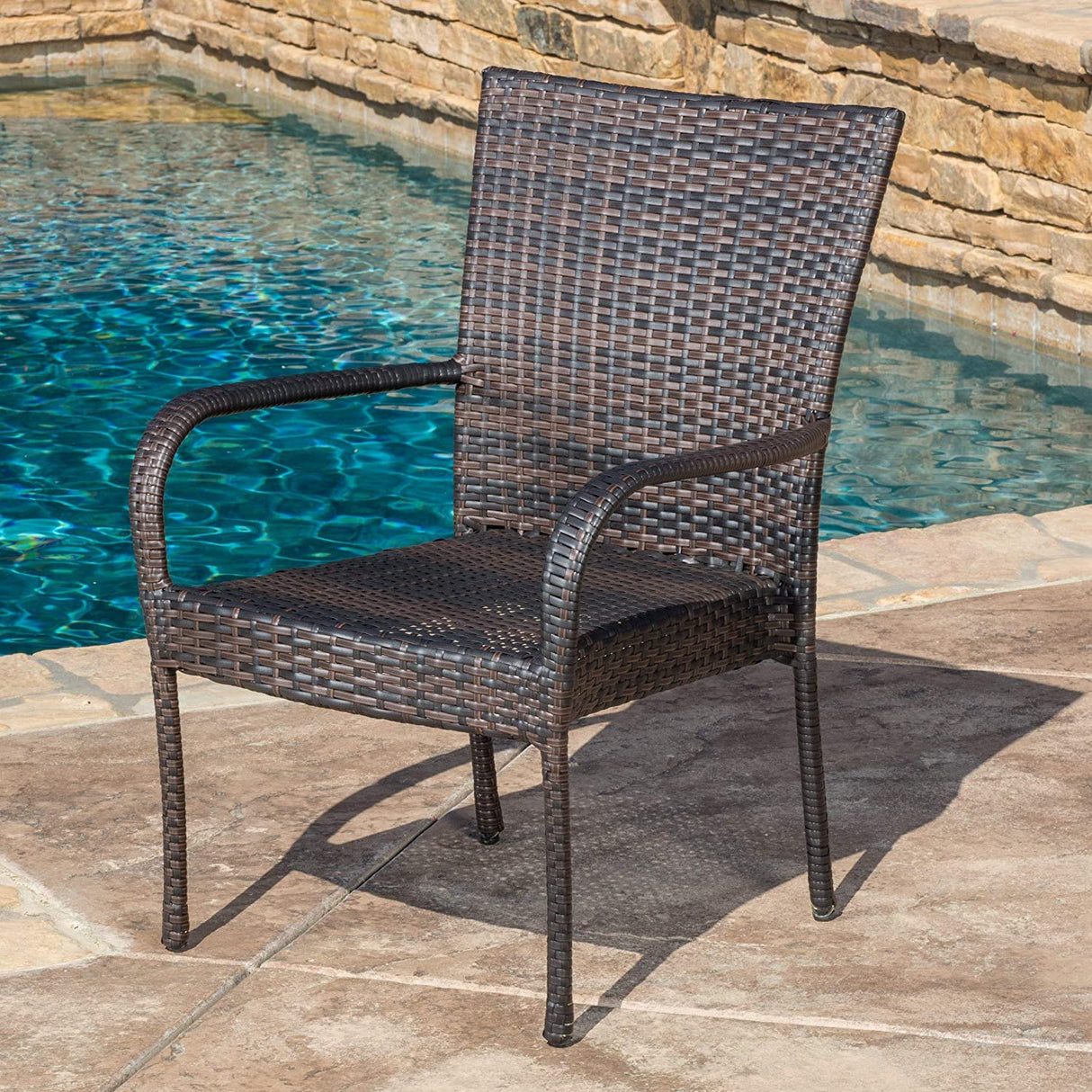 Outdoor All-Weather Resistant Rattan Wicker 5-Piece Dining Set (Dark Brown)