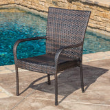 Outdoor All-Weather Resistant Rattan Wicker 5-Piece Dining Set (Dark Brown)