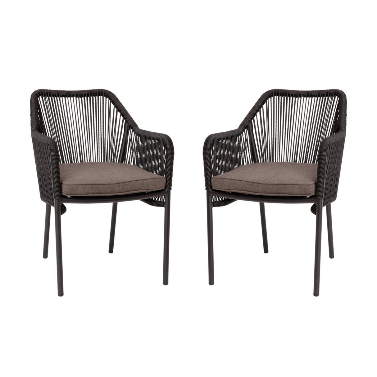 2-Piece Outdoor Rope Patio Dining Chairs