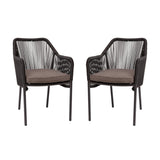 2-Piece Outdoor Rope Patio Dining Chairs