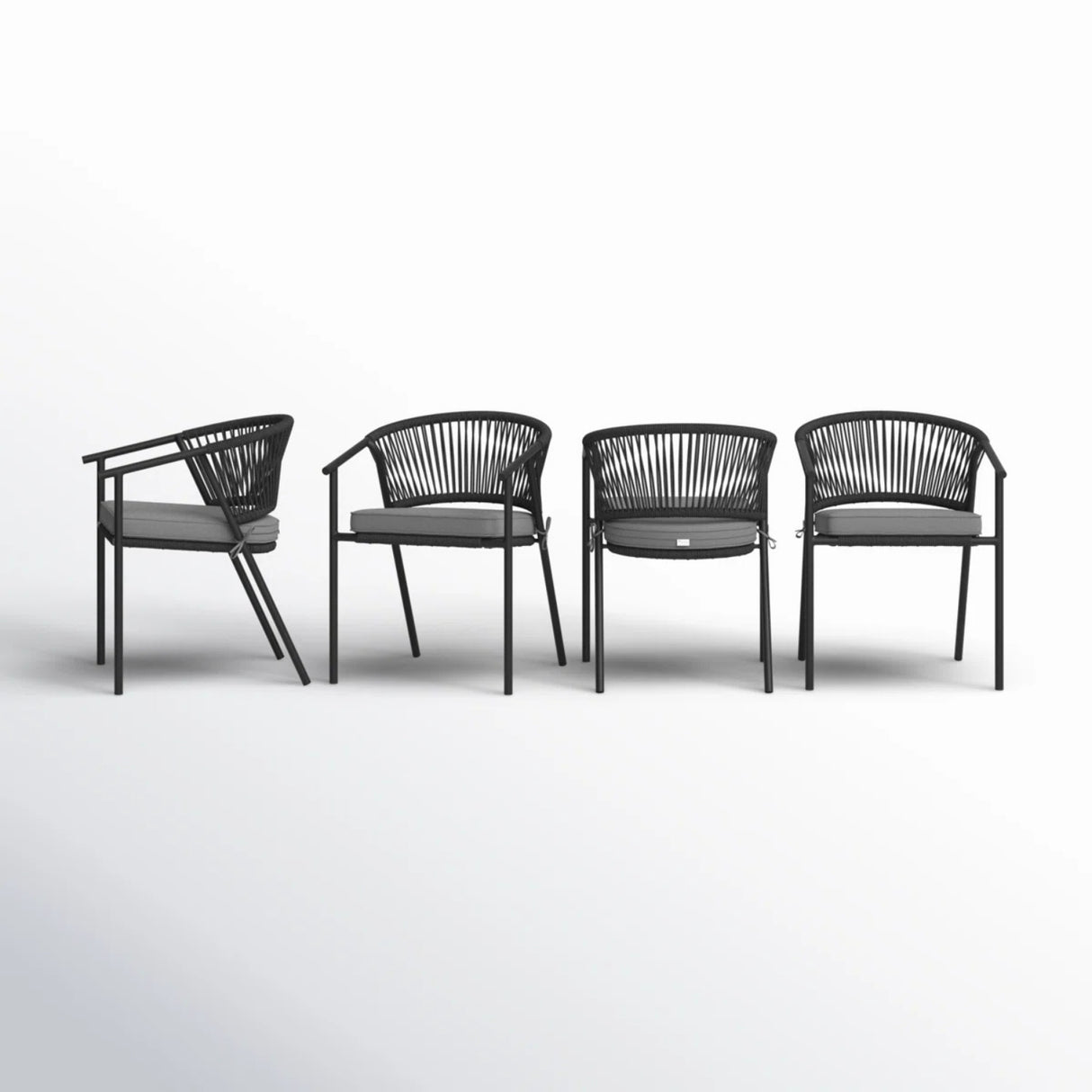 4-Piece Outdoor Rope Patio Dining Chairs