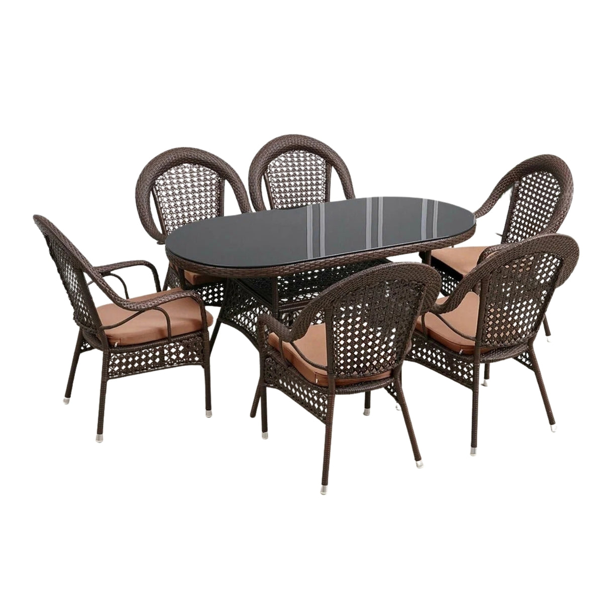 Outdoor All-Weather Resistant Rattan Wicker 7-Piece Dining Set