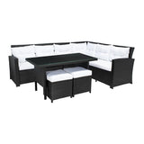 5-Piece Wicker Patio Conversation Set (Black/White)