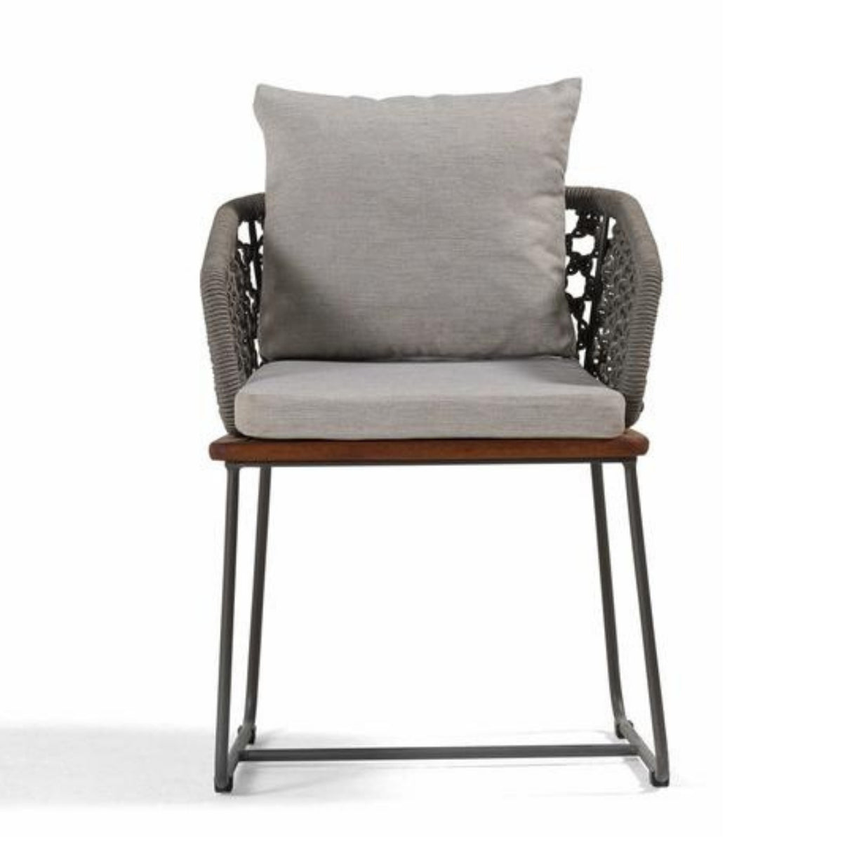Outdoor Rope 2-Piece Patio Chairs With Wooden Base