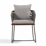 Outdoor Rope 2-Piece Patio Chairs With Wooden Base