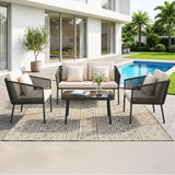 Outdoor 4 Seater Rope Sofa Set
